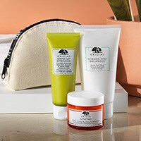 origins skincare products and canvas cosmetic bag