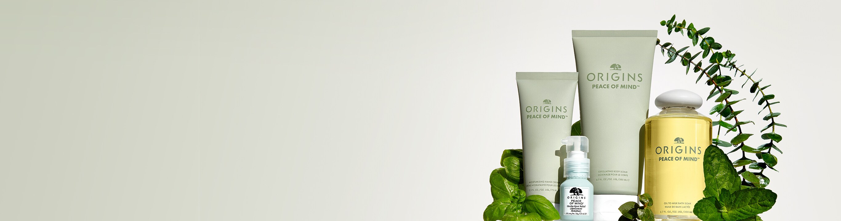 close up of mint of which scent is contained in Origins body products